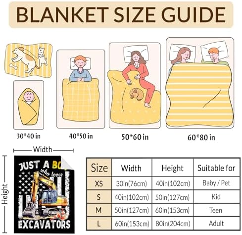 Excavator Gifts for Kids Boys, Cute Car Throw Blanket for Construction Truck Lovers, 30x40 Inches Just A Boy Who Loves Excavators Blankets for Lap Sofa Couch Travel - Image 3
