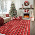 Christmas Red Green White Plaid Rug 8x10 ft, Extra Large Cotton Hand-Woven Buffalo Check Area Rug for Living Room, Bedroom, Patio, Christmas Holiday Farmhouse Decor, Washable Outdoor Indoor Carpet by Homydecor