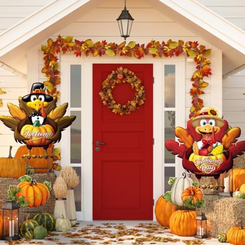 5 Pcs Fall Turkey Yard Stake Metal Thanksgiving Garden Decor - Image 4