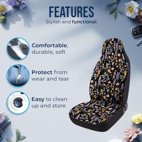 GENANY Floral Car Seat Covers, 2-Piece Front Seat Set