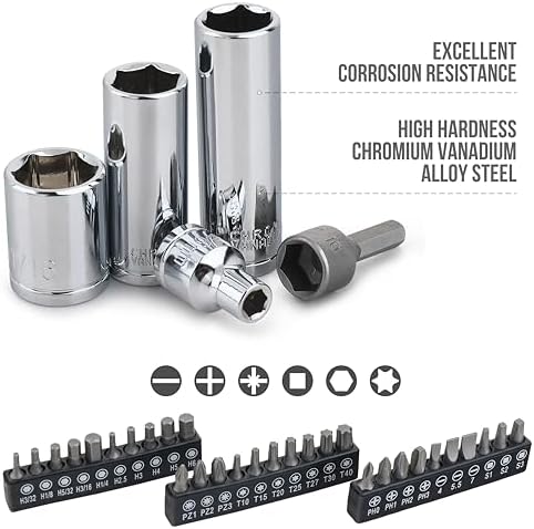 Amazon Basics Mechanic's Socket Tool Set With Case, Metric Sizes, 145-Piece - Image 3