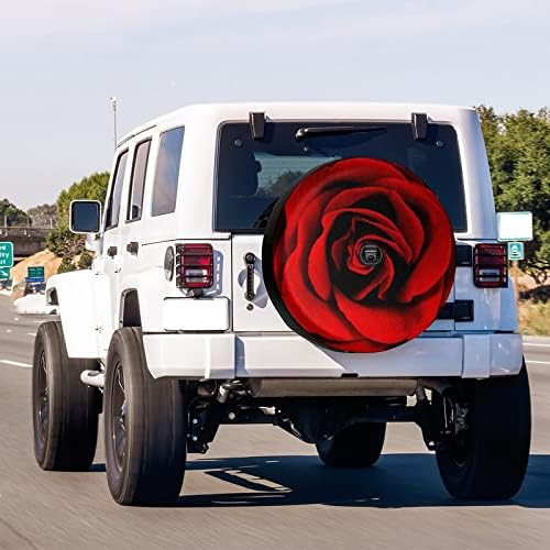 KiuLoam Vibrant Red Rose Flower Spare Tire Cover with Backup Camera Hole Universal Sunscreen Waterproof Wheel Covers for Trailer RV SUV Truck and Many Vehicles (15" for Diameter 27"-29")