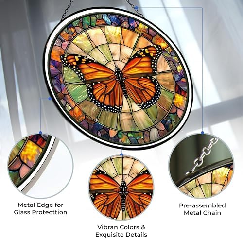 Monarch Butterfly Suncatcher, Stained Window Hanging-Suncatcher for Window, Nativity Scene Window Hanging Stained, Christmas Ornaments Home Xmas Decor, Christian Gift for Family Mom - Image 2