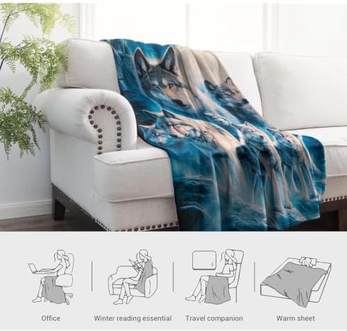Jekeno Forest Wolves Blanket for Kids Teen Adult, Wolves Gifts 80"x60" - Image 3