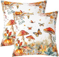 Rustic Autumn Pillow Covers Reversible Print Pack of 2,Nature Mushroom Pumpkin Botanical Plants Decorative Cushion Covers,Fall Maple Leaves Watercolor Flowers Couch Pillow Covers,24"x 24" by Manfei