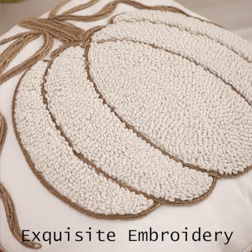 Fall Pillow Covers 18x18 Set of 2 Halloween Decor Beige Pumpkin - Image 2