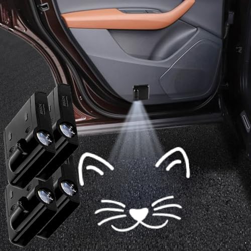 4PCS Cat Cars Door Logo Projector LED Shadow Light Welcome Lamp