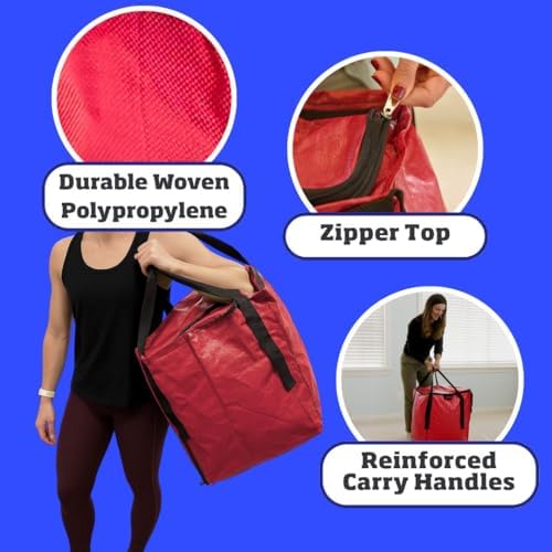 DURASACK 22-Gallon Zipper Top Heavy Duty Storage Tote Bags, Single, Red - Image 5
