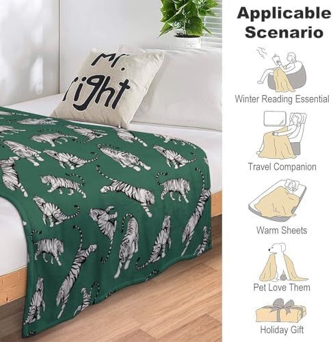 Socira Green Tigers Blanket Throw Blanket Green Tigers Gifts for Women Men Soft Sofa Throws for Travel Camping Bed Home Decor Car Birthday Gift 60"*80"（150 * 200cm） - Image 7