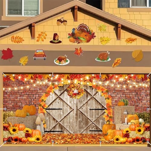 Fall Thanksgiving Garage Door Cover Decorations Banner Backdrop 7x16ft - Image 5