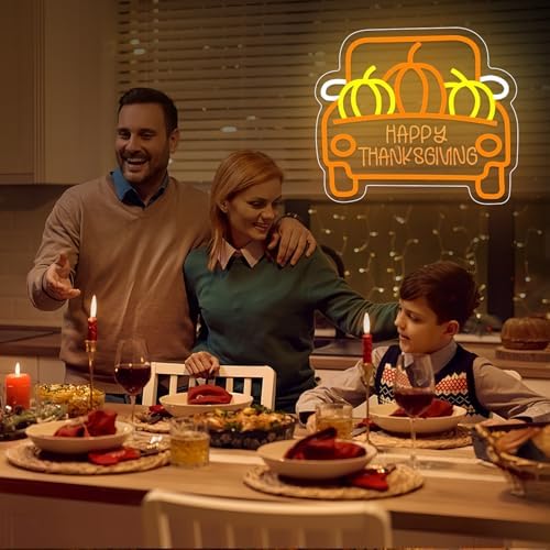 Fall Truck Neon Sign Thanksgiving Neon Light Dimmable Pumpkin Neon Light Sign Happy Thanksgiving Neon Sign for Autumn Wall Decor Kids Holiday Gift - Image 7