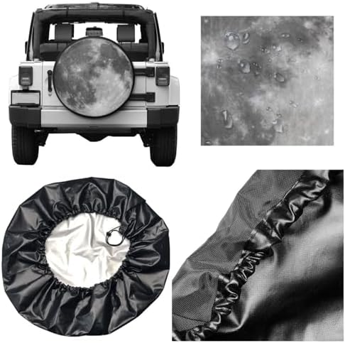 Full Moon Astronomy Spare Tire Cover Weatherproof Waterproof Wheel Tire Cover UV Sun Protection Wheel Tire Protector Tyre Cover Universal Fit for Truck Off-Road Vehicle Trailer RV SUV 14 Inch
