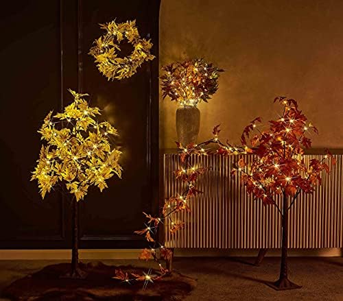 Hairui Lighted Maple Leaf Garland with Timer 6FT 24 Warm White LED, Fall Garland with Lights Battery Operated for Thanksgiving Harvest Christmas Wedding Decoration Indoor Outdoor - Image 7