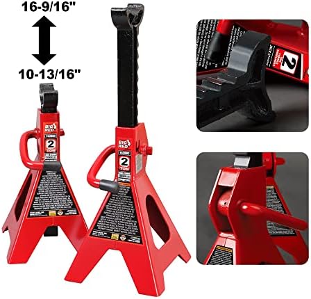 BIG RED T82040 Torin Hydraulic Trolley Floor Service/Floor Combo with 2 Jack Stands and Rolling Garage/Shop Creeper, 2 Ton (4,000 lb) Capacity, Red - Image 4