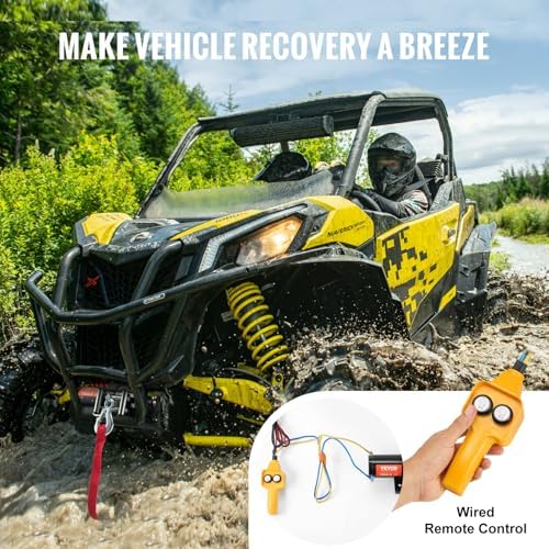 VEVOR ATV Winch, 2000 lb Electric Winch, 12V Small ATV UTV Winch with 5/32 in x 39 ft Steel Cable Roller Fairlead Wired Remote Control, IP55 Waterproof for Towing UTV ATV Car Vehicle Off-Road - Image 5