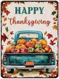 Pumpkin Car Vintage Tin Sign Happy Thanksgiving Metal Wall Decor for Studio Mall Living Room Dining Room 12x16Inch by Unknown