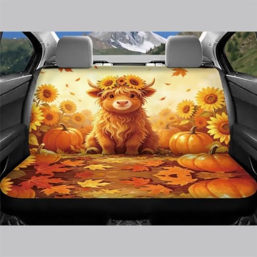 Sunflower Cow Cars Backseat Covers,Seat Cushion for Rear Seat Non-Slip Car Seat Covers,Auto Car Vehicle Long Rear Bench Seat Cover Protective Cushion Mat