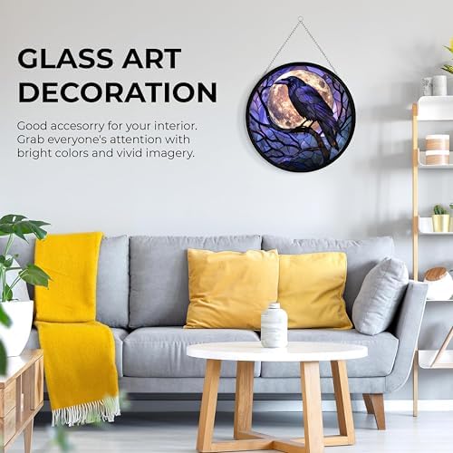 Crow Stained Glass Suncatcher Window Hangings, Suncatchers Colorful Glass Panel Sun Catchers Gifts, Decoration for Home Garden Christmas Party Wedding - Image 5