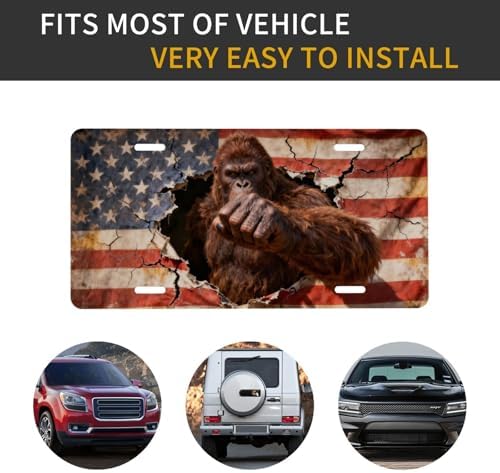 Gorilla American Flag Retro Front License Plate 6" * 12" for Women