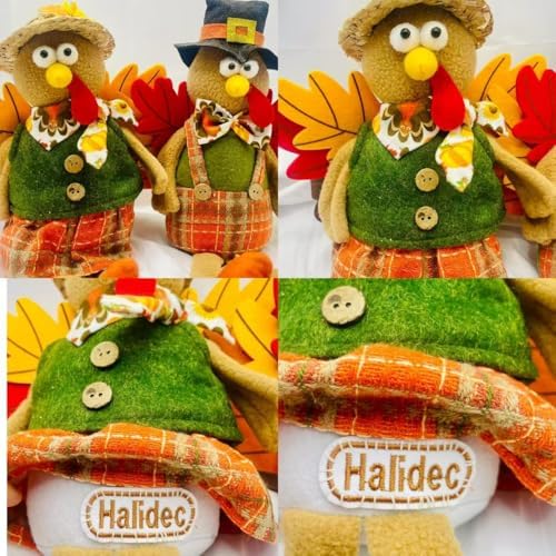 Stuffed Turkey Thanksgiving Table Decor Turkey Couple Doll Thanksgiving Decorations Outdoor Handmade Tabletop Fall Decor Kit for Home - Image 6