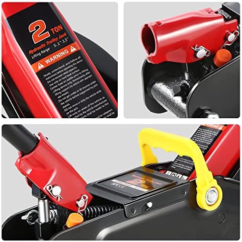 DNA Motoring TOOLS-00234 Low Profile Hydraulic Trolley Service/Floor Jack, 2 Ton (4000 lbs) Capacity, Lifting Range 5.1"-13", Black - Image 6