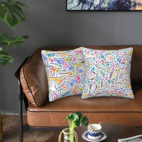 Graffiti Fish Throw Pillow Covers 18x18 inch Set of 2 - Image 6