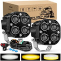 Nilight 7/8" Handlebar LED Light Pods 3 Inch White Amber Dual Color