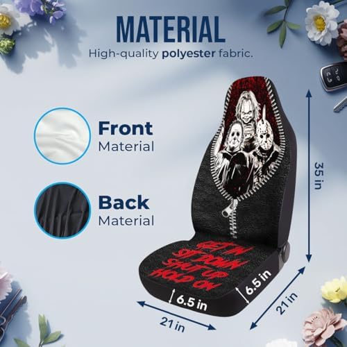 GENANY Masked Horror Group Car Seat Covers, 2-Piece Front Seat Set