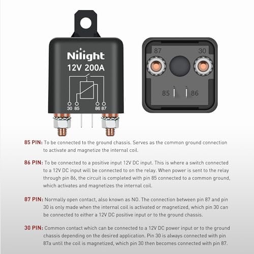 Nilight 12V 200A 4 Pin SPST Starter Relay Heavy Duty Switch for Car RV