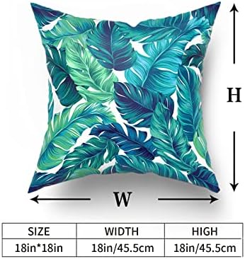 Sweetshow Tropical Leaves Pillow Covers 12x12 Inch Summer Decorative Green Palm Leaf Throw Pillow Covers Set of 2 Soft Cotton Pillow Case Square Cushion Covers for Home Couch Sofa Patio Bedroom - Image 7