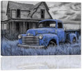 AWPANERAR Rustic Farmhouse Wall Decor Old Truck Canvas Print Car Painting Vintage Truck Poster Living Room Decor Frame (Blue, (20.00" x 30.00")) by AWPANERAR