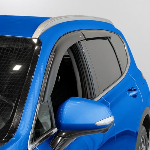 Goodyear Shatterproof Window Deflectors for Hyundai Santa Fe 2019-2023, Tape-on Rain Guards, Window Visors, Vent Deflector Visor, Car Accessories, 4 pcs. - GY008904