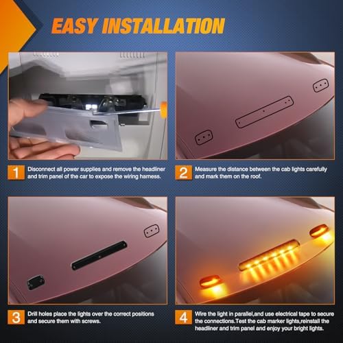 Nilight LED Cab Marker Light Smoke Lens Fits 2007-2014 Silverado Sierra