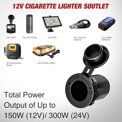 Nilight 4 in 1 ON/Off Charger Socket Panel Dual USB Power Outlet LED Voltmeter Cigarette Lighter Socket Lighted ON Off Rocker Toggle Switch for Truck Car Marine Boats RV,2 Years Warranty