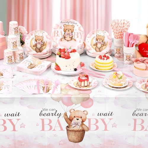 Funnymoom 452 Pcs Pink Bear Baby Shower Party Decorations for 50 Guests - Image 5