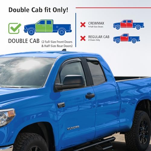 Goodyear Shatterproof in-Channel Window Deflectors for Trucks Toyota Tundra 2007-2021 Double Cab, Rain Guards, Window Visors for Cars, Vent Deflector, Truck Accessories, 4 pcs- GY003411LP
