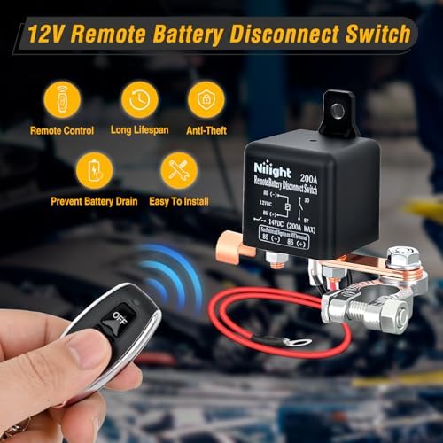 Nilight Remote Battery Disconnect Switch 12V 200A