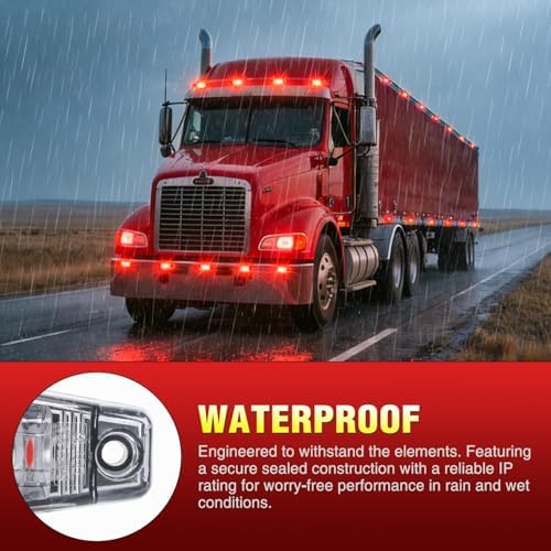 Nilight 2.5" Oval Side Marker Light, White Lens Red LED,Waterproof