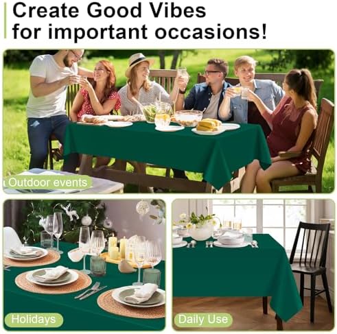 QIKSION 2 Pack Dark Green Table Cloth Plastic, Emerald Green Tablecloth - Image 4