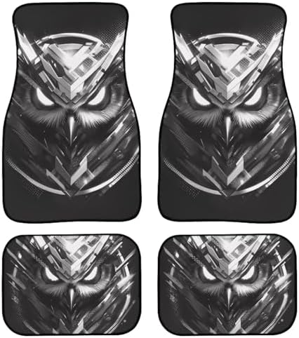 Gothic Owl Car Floor Mats Black Gothic Owl All Weather Car 1st 2nd Row Floor Mats Minimalism Black 2PC Washable Car Interior Carpet Universal for SUV Sedan