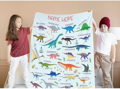 Types of Dinosaur Custom Name Blanket Gifts for Girls Boys Women - Super Soft Cozy Warm Throw Sheet for Couch Bed Sofa Office Decor All Season 60"x80" for Adult - Image 7