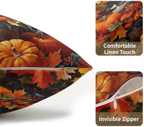 Fall Pumpkin Maple Leaves Pillow Covers 12x20 Set of 2 Highly Absorbent - Image 5