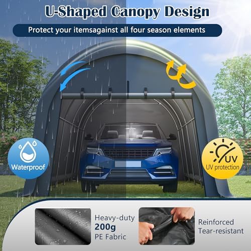 KEIKI 12x20 FT Carport Canopy, Commercial-Grade Steel Frame Garage, - Image 6