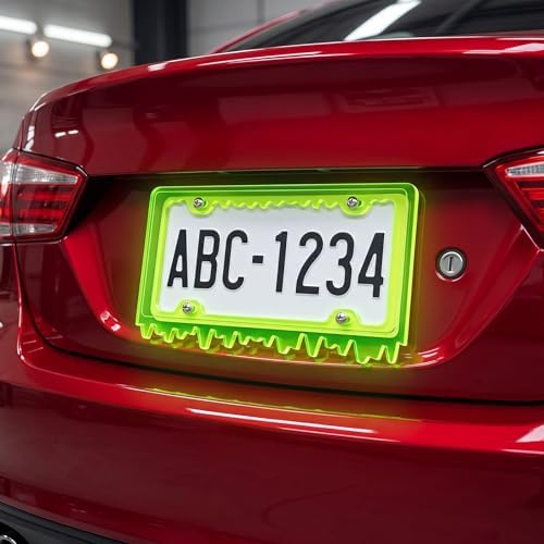 Timtin 1 Set Fluorescent Green License Plate Frame, Style 2