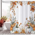 Fall Pumpkin Shower Curtain, Watercolor Autumn Harvest Pumpkins with Falling Maple Leaves Thanksgiving Day Bathroom Curtain Waterproof Fabric Machine Washable with Hooks, 72" Wx96 L by Caheansi