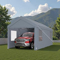 10x20FT Canopy, Outdoor Portable Garage with 2 Roll-Up Doors & 4 Ventilated Windows, Patio Camping Heavy Duty Car Port Canopy with PE Cover, Ground Pegs & Steel Cables, Easy Assembly, Grey by Outdoorchairs