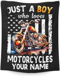 Personalized Motorcycle Gifts for Boys Men, 60x80 Inches Cool Throw Blanket for Kids Adults Motorbike Lovers Motorcycle Riders, Custom Black Soft Blankets for Couch Sofa Bed Travel by SHARECOLOR
