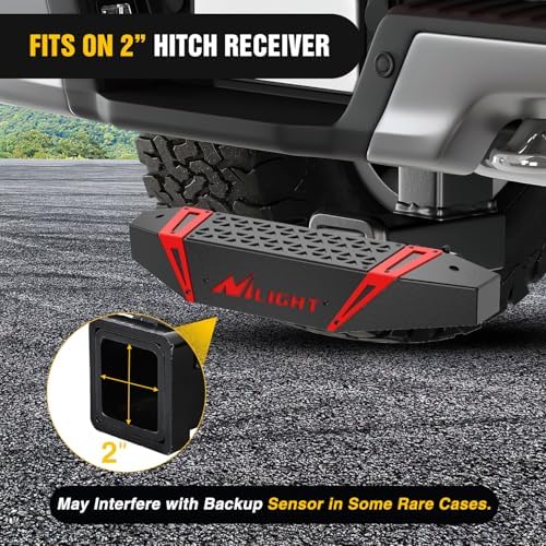 Nilight Hitch Step with Whip Mount Holes 2" Receiver for Trucks SUV Car Van