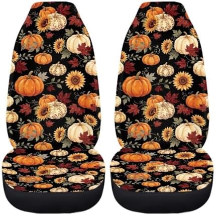 Pumpkin Maple Leaf Car Seat Covers for Women Men, Sunflower Car Accessories Car Seat Protectors Interior, Anti-Slip Seat Protector for SUV Truck Vans Sedans
