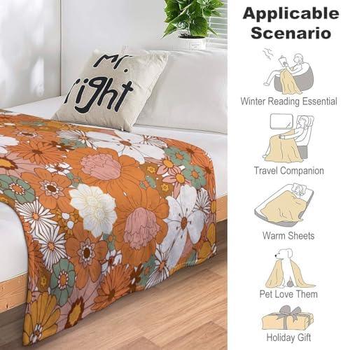 Socira Memphis 70s 80s Flowers Blanket Throw Blanket Memphis 70s 80s Flowers Gifts for Women Men Soft Sofa Throws for Travel Camping Bed Home Decor Car Birthday Gift 60"*80"（150 * 200cm） - Image 7